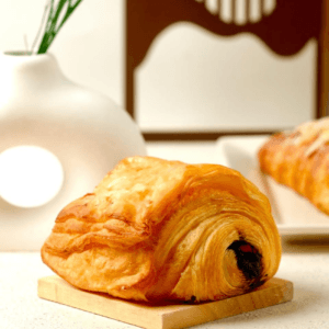 Artisan chocolate croissant with rich cocoa filling
